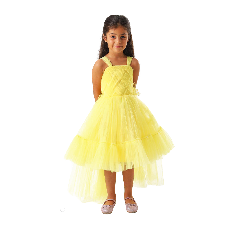 Girl's  High-Low Yellow Balloon Gown
