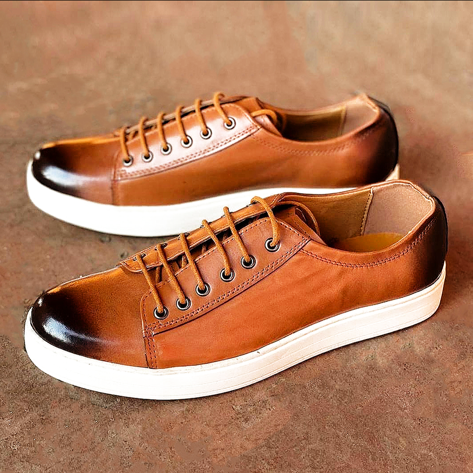 Light Brown Leather Sneakers