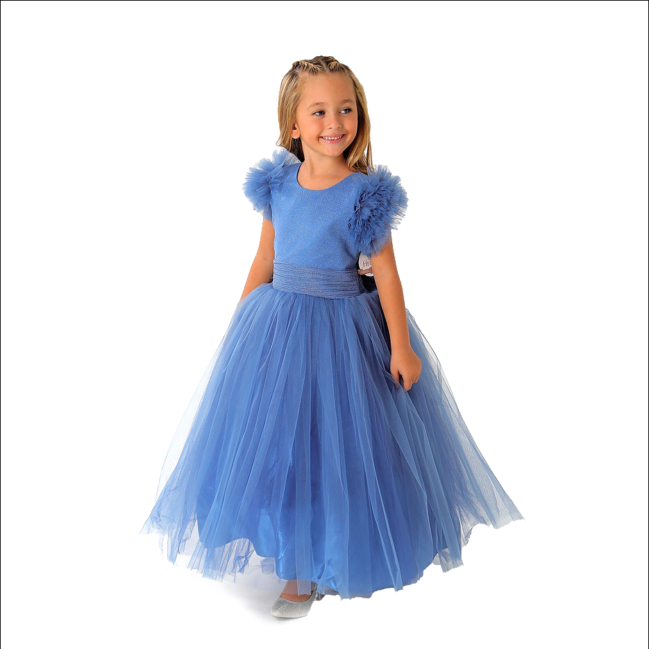 Blue girl's Short sleeve dress