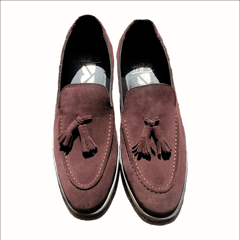 Maroon Leather Sued Loafers