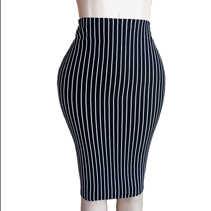 Black Stripped White Skirt