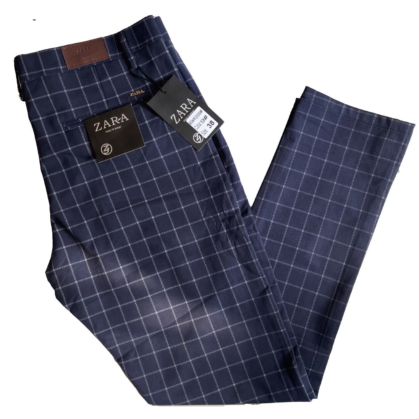 Navy blue checked Zara Trousers